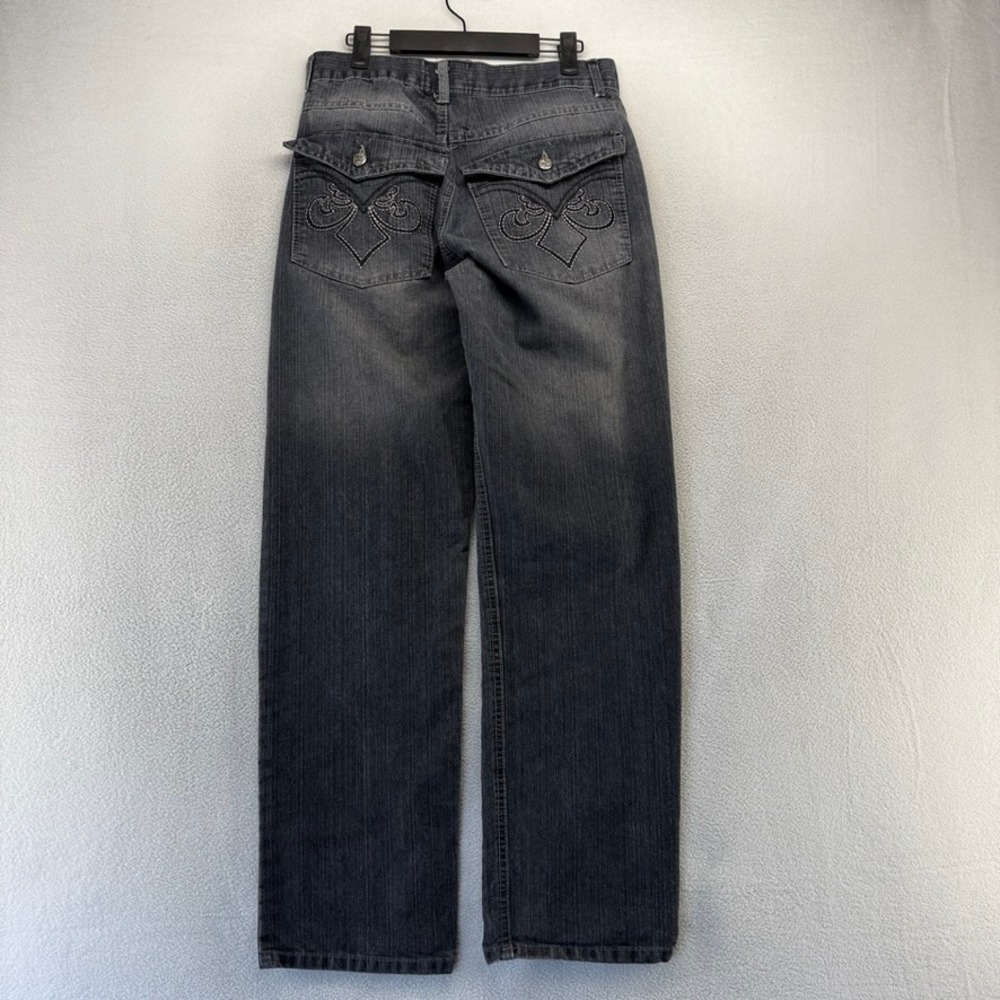 Vintage Chams Jeans Womens 34 Fit 30x32 Black Gray Baggy Loose Y2k Cross Pockets